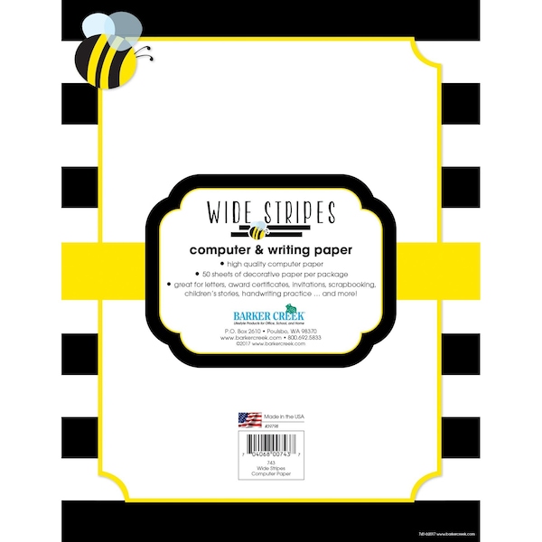Wide Stripes Computer Paper, 50 Sheets/Package